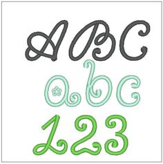 the letters and numbers are in green, black and white with swirls on them