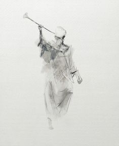 a black and white drawing of a man holding a baseball bat in his right hand