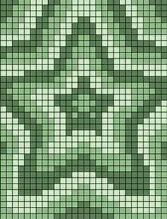 a green and white mosaic tile pattern with an abstract design on the bottom right corner