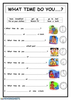 a worksheet for telling time to children about the clock and other things in their life