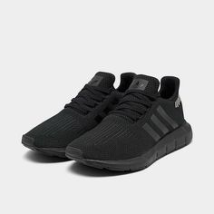 Adidas Originals Women's Black Swift Run Sneakers Size 6.5 Us Fw5030 Sneakers Black Adidas, Black Sneakers Women Adidas, All Black Sneakers Women Adidas, Adidas All Black Shoes, Black Sneakers Women, Tenis Converse, Black Adidas Shoes, Cute Adidas Shoes, Adidas Outfit Shoes