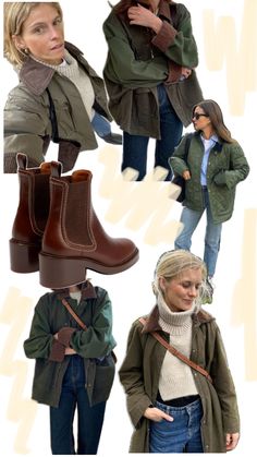 Countryside Style Outfits, Green Barn Jacket Outfit, Field Jacket Outfit Womens, Barbour Outfit Woman, Wax Jacket Outfit Womens, Scottish Highlands Outfit, Scotland Travel Outfits, Barn Coat Outfit, Vest Outfits For Women Fall