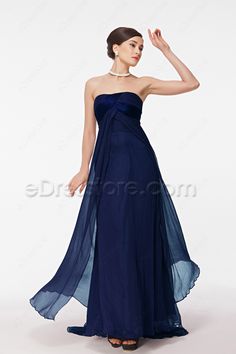 Navy Blue Dress With Train, Strapless Blue Gown, Deep Blue Dress Formal, Strapless Navy Blue Prom Dress, Val Dresses, Navy Blue Prom Dresses Long, Blue Formal Dress Long, Blue Strapless Prom Dress, Midnight Blue Prom Dresses