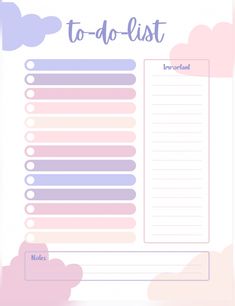 a to do list with clouds in the background