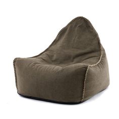 the bean bag chair is made out of canvas and has studded trimmings