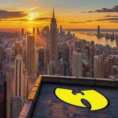 the batman logo is on top of a building in new york city