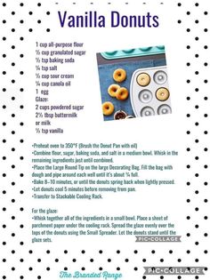 the recipe for vanilla donuts is shown