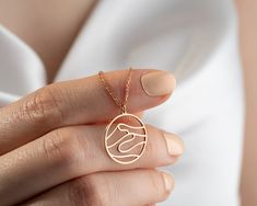 Minimalist Mountain Necklace, 14K Gold Mountain & River in Circle Necklace, 14K Dainty River Necklace, Handmade Jewelry, Gift for Her, 14k Gold Necklace ✨ Embrace the Call of the Mountains with Marvin Custom Jewelry's 14K Gold Mountain Symbol in Circle Necklace ✨  Introducing our exquisite Minimalist Mountain & River Necklace, a symbol of adventure, freedom, and the enduring spirit of the mountains encased within a delicate gold circle. Crafted with love and precision, this 14K Dainty Mountain N Mountain Symbol, River Necklace, Long Distance Necklace, Gold Mountain, Minimalist Mountain, Mountain Necklace, Mountain River, Gold Charm Necklace, Gold Circle