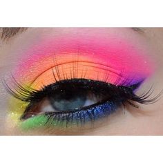 Fantasy Make-up, Smoky Eye Makeup Tutorial, Nails Neutral, Neon Makeup, Rainbow Makeup, Makijaż Smokey Eye, Colorful Eye Makeup