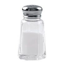 a salt shaker with a metal lid on a white background and the top is empty