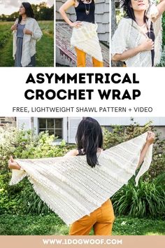 the asymmetrical crochet wrap is an easy to knit shawl pattern