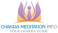 the logo for chakra meditation info, your chakra guide is in purple and orange