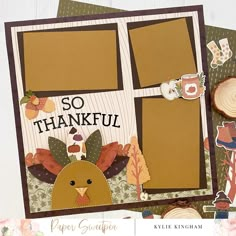 an image of a thanksgiving card made with scrapbook paper and crafting materials