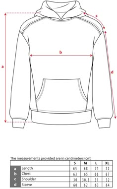 the measurements for a hooded sweatshirt