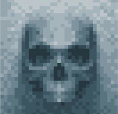 a pixelated image of a man's face with glasses