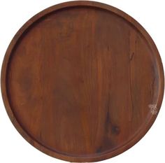 a round wooden tray on a white background