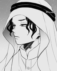 an anime character with long hair wearing a white hoodie and black trim on his head