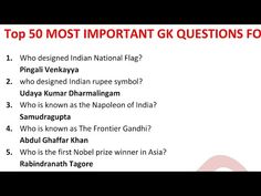 top 50 most important gk questions for india