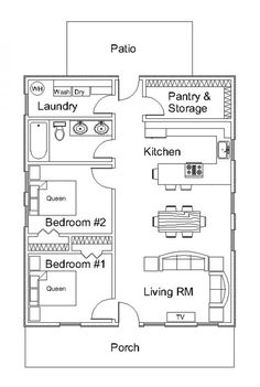 the floor plan for an apartment with two bedroom and living room, kitchen, and dining area