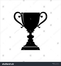 a black and white silhouette of a trophy cup on a white background with clippings