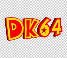 the logo for dk64, which appears to be in red and yellow