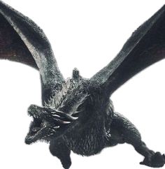 a large black dragon flying through the air