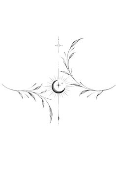 a drawing of a cross and a crescent on a white background