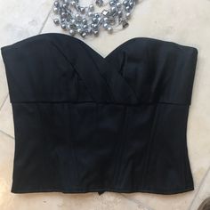 Exceptional Construction. Has 12 Panels, & Boning To Keep It In Place. It’s Gorgeous & Comfy Bin 4 Black Top With Boned Bodice For Evening, Satin Bustier, Bones, Limited Time, Chanel, Womens Tops, Satin, Full Service, Clothes