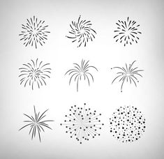 black and white fireworks on a gray background