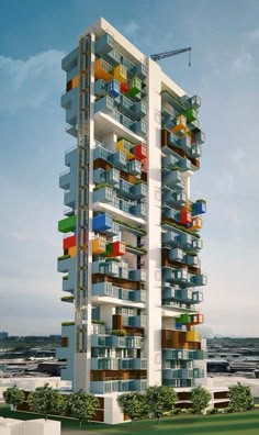 an artist's rendering of a multi - story building with balconies