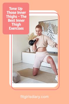 a woman in white shorts and pink top is doing exercises on the floor with her legs crossed