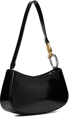 Polished leather shoulder bag in black. · Curb chain hardware at fixed shoulder strap · Logo embossed at face · Zip closure · Zip pocket at interior · Card slot at interior · Suede lining · Silver- and gold-tone hardware · H4.5 x W9.5 x D2 Supplier color: Black Timeless Evening Shoulder Bag With Metal Hardware, Staud Leather Shoulder Bag For Evening, Modern Shoulder Bag With Chain Strap For Office, Black Staud Shoulder Bag For Formal Occasions, Staud Rectangular Formal Shoulder Bag, Modern Staud Bags For Formal Occasions, Modern Staud Bag For Formal Occasions, Formal Rectangular Staud Shoulder Bag, Modern Staud Formal Bags