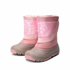 DREAM PAIRS Kids Snow Boots are designed for maximum winter protection and comfort. Featuring a non-slip sole for reliable traction on icy surfaces, these boots also have a water-resistant upper to keep feet dry in wet conditions. With a soft faux fur lining and 200g insulation, they are suitable for cold elements, ensuring warmth and comfort during outdoor winter activities. The easy zip closure and adjustable laces provide a secure, custom fit. Size: 1.  Color: Pink.  Gender: unisex.  Pattern: Outdoor Winter Activities, Kids Snow Boots, Warm Shoes, Shoes Grey, Snow Boot, Boys Boots, Pink Camo, Winter Activities, Snow Boots