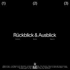 a black background with the words ruckbuck & ausblick written in white