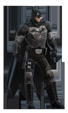 a man dressed as batman standing in front of a white background