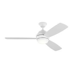 a white ceiling fan with a light on it