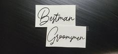 two pieces of paper with the words batman and grooming written on them, sitting next to each other