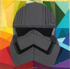 a piece of art that has been made to look like a star wars trooper helmet