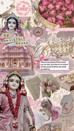 the collage has many different pictures and words on it, including an image of a woman