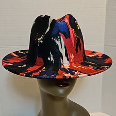 This Is Brand New Without Tags. One Size Fits Most Trendy Blue Brimmed Fedora, Trendy Adjustable Blue Fedora, Multicolor Adjustable Casual Fedora, Adjustable Multicolor Casual Fedora, Multicolor Flat Brim Fedora, Trendy Multicolor Short Brim Hat, Brimmed Multicolor Hats For Fall, Blue Casual Fedora For Winter, Multicolor Brimmed Hats For Fall