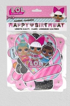 the lol surprisers happy birthday stickers are packaged in pink and white packaging