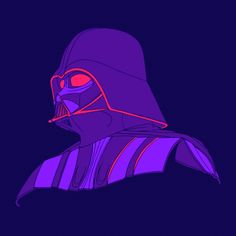 a stylized image of darth vader from the star wars series in purple and red