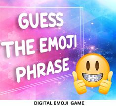 an emoj game with the words guess the emoi phrase in front of it