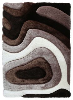 an area rug with different colors and shapes on the floor, including black, brown, white and grey