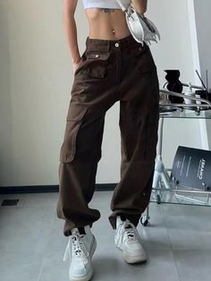 ⚡️Free Shipping 2022 Vintage Wash Baggy Cargo Pants Black M under $47.00 in Pants at AnotherChill.com Online. Style: Casual/Street/Hip Pop/Punk/Y2K/Vintage. Fabric Content: Cotton Blend. Fit Type: Relax fit. : Get these staple & versatile cargos for cool girl vibes, it easy to style. Crafted from cotton blend fabric, features patched pockets with metal button embellished, complete with a button zip fly design.. SIZE. Waist. Hips. Outseam. S. 27inch/ 68cm. 35inch/ 89cm. 41inch/ 100cm. M. 28inch/ Brown Streetwear Cargo Pants With Hip Pockets, Brown Full-length Cargo Pants With Pockets, Military Cargo Pants With Elastic Waistband For Streetwear, Baggy Cargo Jeans, Brown High-waisted Cargo Pants With Elastic Waistband, Jeans Online Store, Jeans Patch, Pocket Cargo Pants, Brown Full-length Cargo Pants With Elastic Waistband