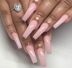 Pink Clear Nails, Light Pink Acrylic Nails, December Nails, Pink Gel Nails, Thanksgiving Nails, Nail Swag, Pink Acrylic