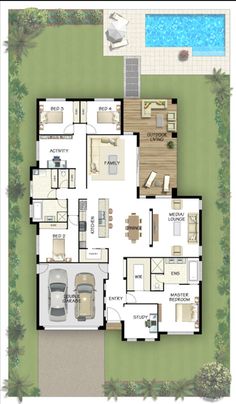 the floor plan for a house with two bedroom and an attached garage, which is located in