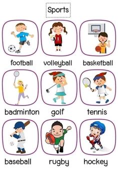 the words in english are used to describe sports and other things that can be found on this