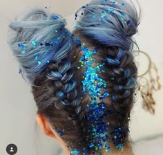 Pinterest Hair, Penteado Cabelo Curto, Braided Bun, Crazy Hair Days, Glitter Hair