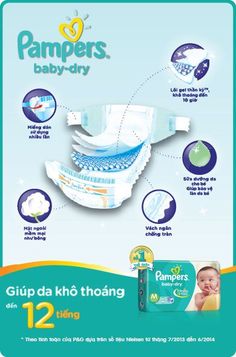 an advertisement for pampers baby - dry with instructions on how to use the diaper